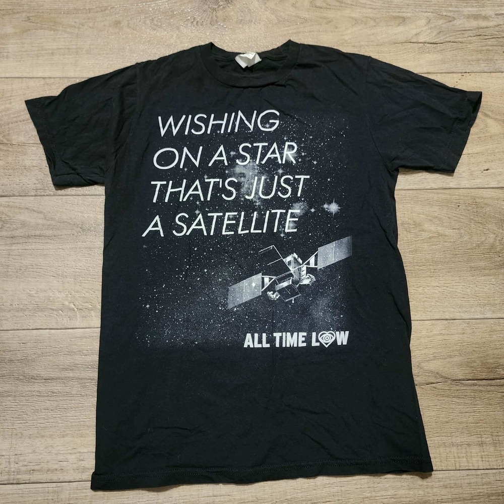 All Time Low Satellite Band Tee Mens Medium Black Rock Emo Pop Punk Shirt‎